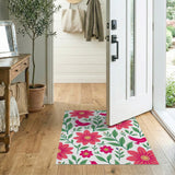 Whimsical Pink Hibiscus Birds Area Rug