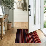 Bold Red Black Vertical Stripe Rug
