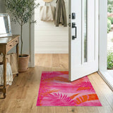 Multi-color and Patterns Vibrant Pink Palm Frond Area Rug