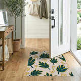 Green Leaves with Golden Swirls Area Rug