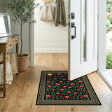Moonlit Red Poppy Mushroom Floral Rug