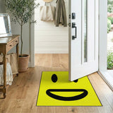 Yellow Yellow Smiley Face Cartoon Area Rug