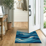 Coastal Beach Ocean Waves Blue Teal Area Rug