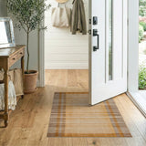 Tan Brown Woven Grid Area Rug