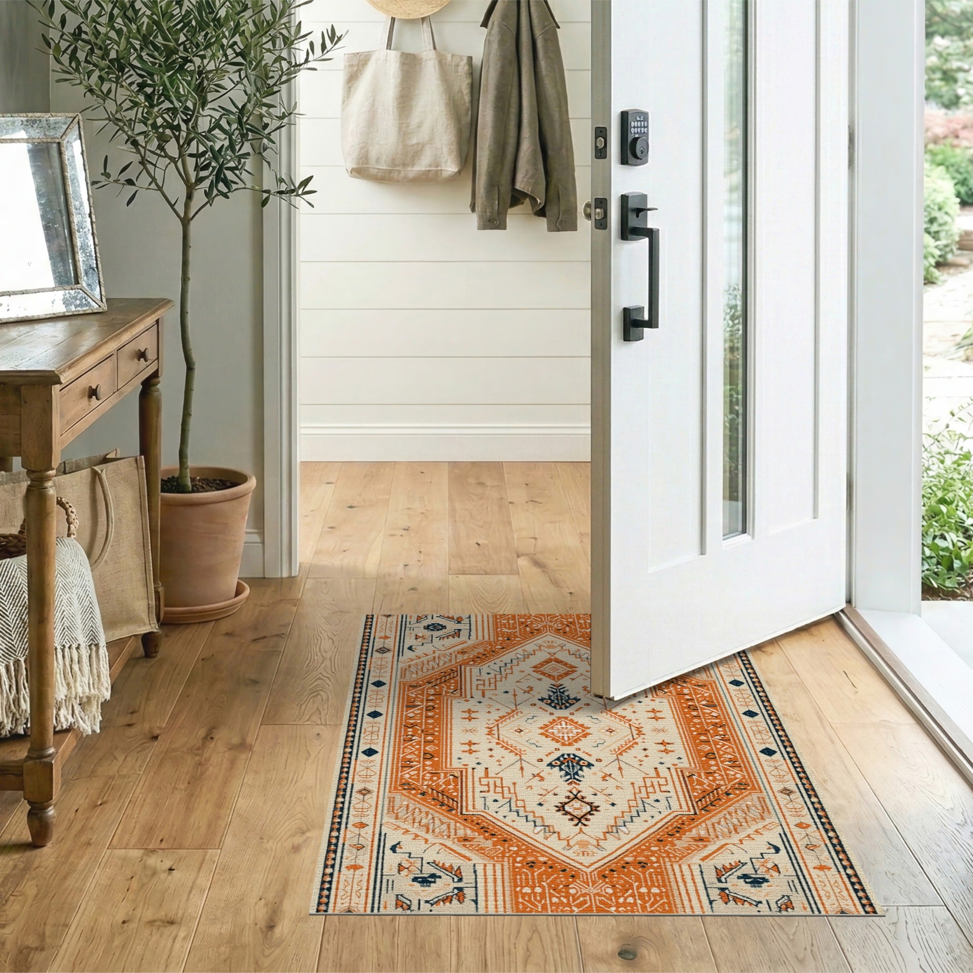 Terracotta Geometric Southwestern Area Rug