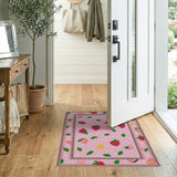 Playful Strawberry Fruit Pattern Pink Rug