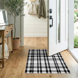 Bold Black White Plaid Geometric Area Rug