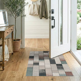 Modern Geometric Grid Neutral Area Rug