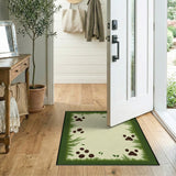 Woodland Paw Tracks Green Border Rug