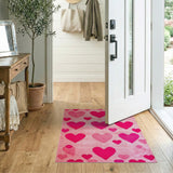 Pixelated Hearts Pink Area Rug
