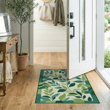Framed Green Leaves Area Rug