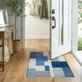 Blue Geometric Block Area Rug