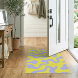 Abstract Wavy Purple on Sunny Yellow Area Rug