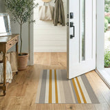 Striped Beige Grey Orange Woven Area Rug