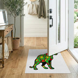 Vibrant Green Cat Pattern Area Rug