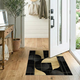 Gold and Silver Gold Black Geometric Abstract Area Rug