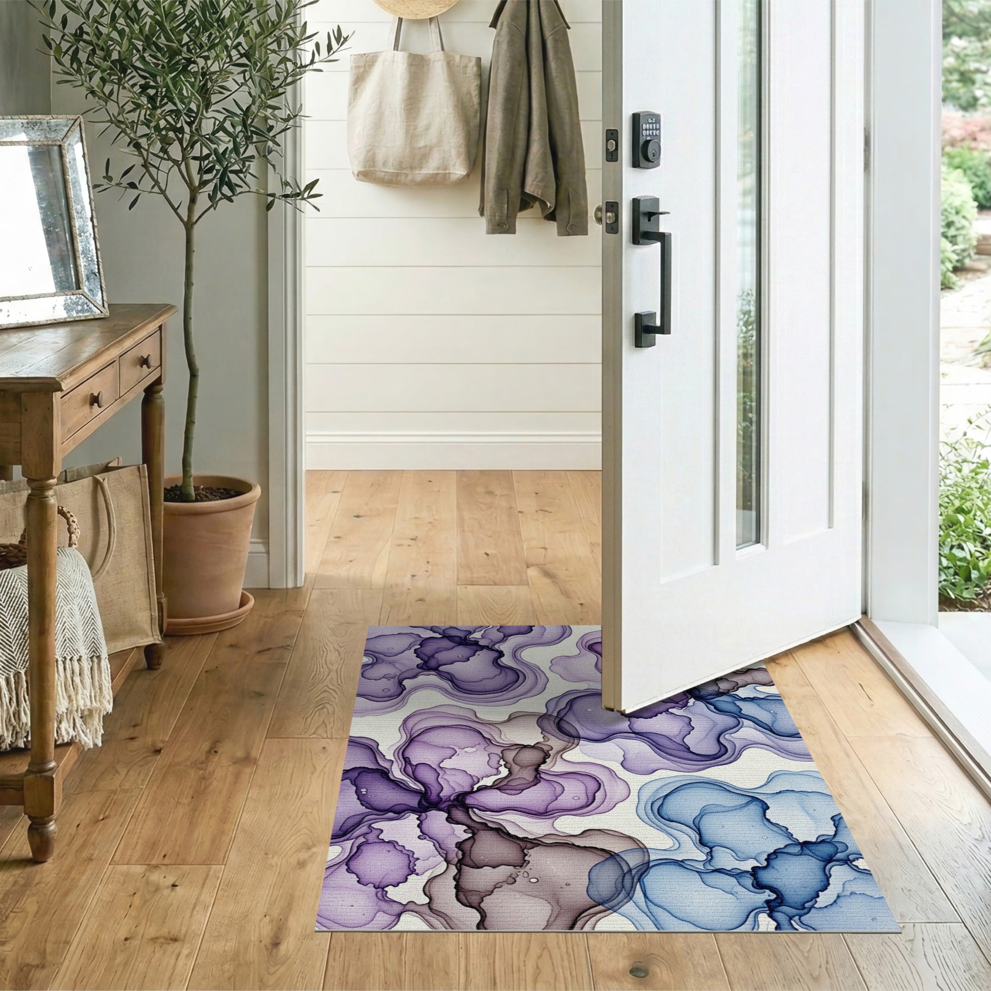 Purple Purple Fluid Abstract Area Rug