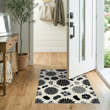 Monochrome Abstract Floral Area Rug