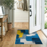Multi-color and Patterns Abstract Geometric Blue Yellow Area Rug