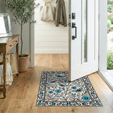 Blue Butterfly Floral Vintage Area Rug