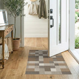Rustic Brown Tan Patchwork Area Rug