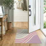 Swirling Waves Abstract Area Rug in Soft Pink Purple