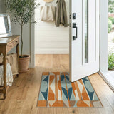 Multi-color and Patterns Bold Geometric Teal Orange Area Rug