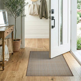 Beige and Neutral Geometric Modern Beige Plaid Woven Area Rug