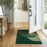Green Emerald Wave Geometric Area Rug