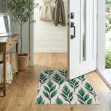Lush Green Fern Leaves Boho Area Rug