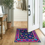 Whimsical Pink Bee Flower Area Rug