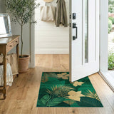 Green Emerald Green Gold Leaf Foliage Area Rug