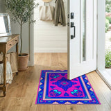 Vibrant Pink Blue Persian Medallion Area Rug