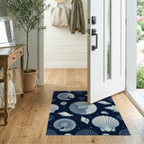 Navy Seashell Nautilus Coastal Area Rug