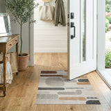 Beige and Neutral Abstract Organic Shapes Beige Grey Area Rug