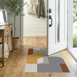 Modern Geometric Beige Grey Abstract Rug