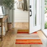 Geometric Modern Vibrant Orange Horizontal Stripe Area Rug
