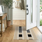 Geometric Modern Beige Geometric Block Stripe Area Rug