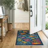Vibrant Cartoon Fish Coral Underwater Area Rug