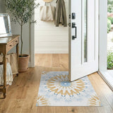 Blue Gold Mandala Geometric Area Rug