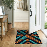 Teal Orange Isometric Pyramid Steps Rug