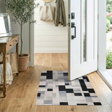 Black and White Geometric Modern Modern Black White Geometric Block Area Rug