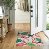 Pink Flamingo Monstera Area Rug