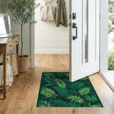 Lush Green Monstera Palm Leaf Area Rug