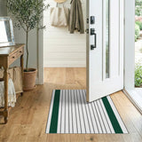 Green Border Vertical Pinstripe Area Rug
