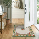 Vibrant Floral Border Persian Area Rug