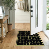 Gold and Silver Black Gold Geometric Hexagon Area Rug