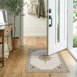 Ornate Gold Filigree Beige Area Rug