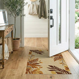 Cream Fern Frond Blossom Area Rug