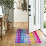 Kids Cartoon Rainbow Hearts Striped Area Rug